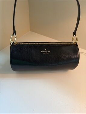kate spade black mini barrel bag with gold hardware